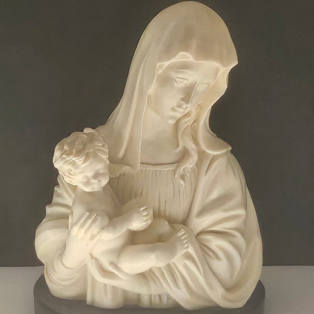 A. Santini Mother And Child Classic Art Sculpture Staute Sign By Artist